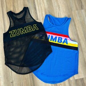 Zumba mesh tanks black size S blue size M set of 2